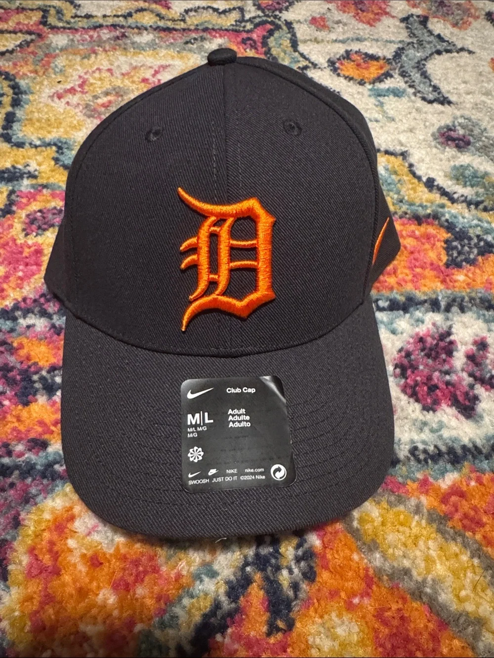 Nike Black Hat with Orange Detroit 'D' Logo